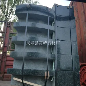 霄峰石材批发万年青石材异形压顶石 深绿麻花岗岩荔枝面 森林绿石材