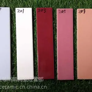 广东慕斯凯供应45X195白色粉色米黄天蓝灰色条形别墅外墙砖条形抗冻耐寒外墙砖