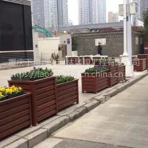 热销新疆厂家定制铝合金花箱道路景观花箱木纹铝合金高低组合花箱
