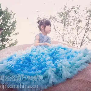 蓝色儿童礼服公主裙生日儿童裙