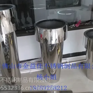 酒店宾馆不锈钢花瓶摆瓶 大堂大厅金属落地花盆 圆形花钵 摆瓶