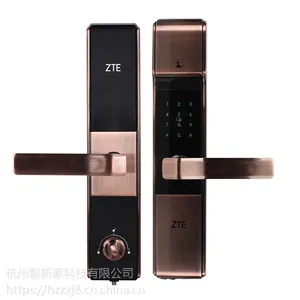 杭州 ZTE中兴智能锁533 指纹锁 家用密码锁 时尚 滑盖式 金色
