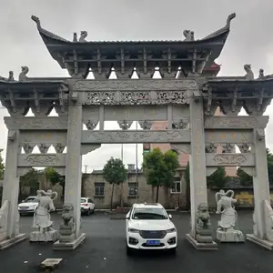 石牌坊 古建村口门楼公园寺庙大型三门汉白玉牌楼