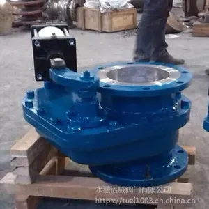 陶瓷摆动式平衡阀 带气动执行机构 圆盘阀 法兰连接
