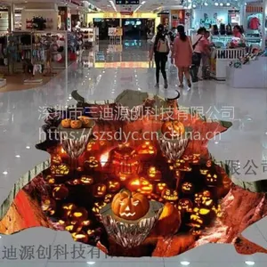 万圣节3D地贴 南瓜节3D地画 鬼节3D立体画 墙画 壁画 广告画