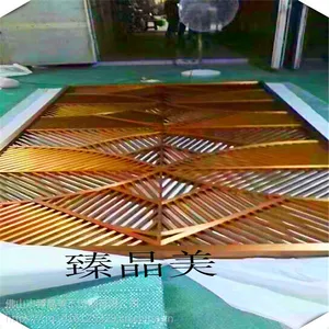 臻晶美金属不锈钢屏风 中式不锈钢隔断 镂空玫瑰金