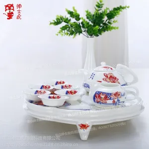 绅士虎骨瓷功夫茶具茶盘茶映日荷花功夫茶具批发定制中式茶具复古高端茶具套装骨瓷厂家一件代发可开发票