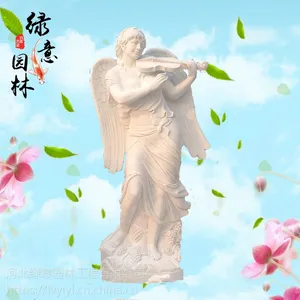 绿意园林汉白玉石雕西洋大天使雕塑 广场摆放