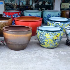 窑变瓷缸，酒店陈设，镇店陶瓷景德***制大件鱼缸陶瓷缸瓷瓶陈设瓷雕瓷家居软装塑