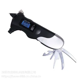 汽车用品多功能数显胎压计 安全锤胎压计 轮胎检测工具胎压计