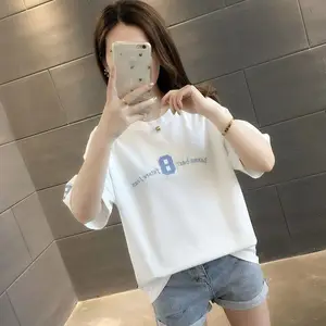 2021便宜棉质韩版多色库存纯棉短袖女士t恤东莞实拍有模特库存T恤 批发衣服女装
