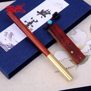 中国风红木方圆笔 U盘办公商务两件套 木质工艺品复古礼品可定制