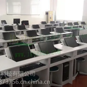 全国热销翻转电脑桌 科桌学校电脑桌 单人自动化翻转桌