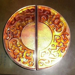 玻璃门把手 酒店别墅会所大门拉手 琉璃工艺拉手 ***豪华门把手 米黄色琉璃拉手