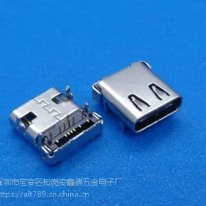 usb 3.1 type-c母座 14P板上SMT+DIP四脚插