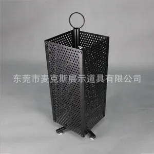 四面黑色金属洞洞板陈列架落地挂钩五金工具货架卖场孔板展示架