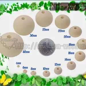 跨境木珠禾木珠子散珠2-50mm原木本色圆珠串珠荷木珠木质散珠子现货