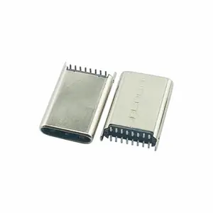Type-C公头16Pin立式贴片SMT H=12.0mm插脚 有弹片