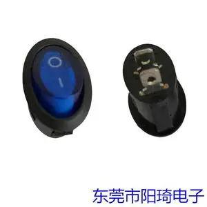 RS601E翘板开关 两只脚带蓝色灯IO开关 船型电源开关