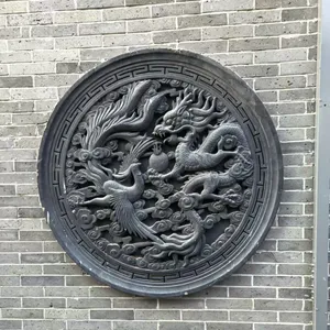 龙凤砖雕 圆形浮雕 影壁墙砖雕 古建砖雕 仿古砖雕 寺院庙宇祠堂园林公园墙面装饰雕花砖厂