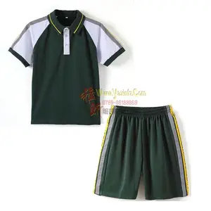 夏季新款运动服套装男女学生校服中小学生短袖POLO衫T恤短裤两件
