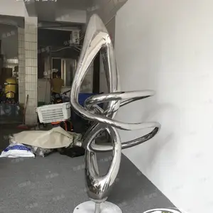 镜面异形不锈钢雕塑小品 户外园林不锈钢景观雕塑 水景不锈钢飘带雕塑摆件