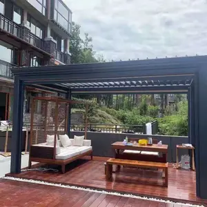 户外凉亭庭院铝合金电动翻板凉亭楼顶遮阳棚花园新中式现代别墅室外亭子