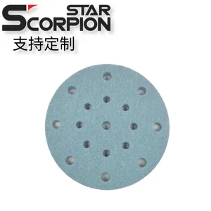 S65蓝色陶瓷植绒砂纸6寸17孔,汽车行业木工行业抛光打磨