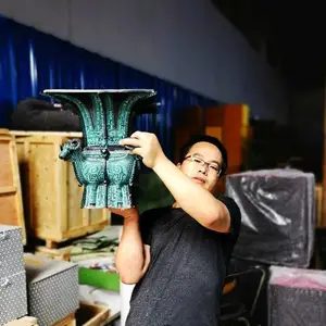 青铜四羊方尊,西安仿古何尊,羊尊配底座做字庆典乔迁开业桌摆