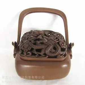 古铜都 湖北礼品 黄石文化艺术礼品 铜工艺品 纯铜香炉 铜熏炉 铜炉 紫铜双龙浮雕手炉