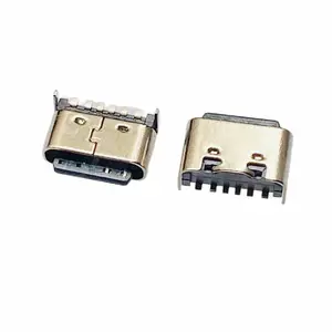 Type-C 6P母座板上SMT贴片L=5.0/5.5mm后两脚插板 舌片外漏