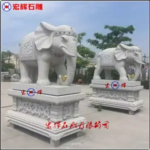 定做白色花岗岩石象(福建石雕六牙大象)总高二米