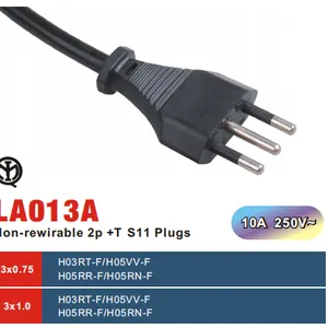 供应 10A/16A 250V 意大利插头 H05VV-F H03VV-F H05RN-F