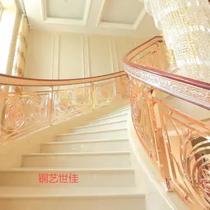 高端楼梯扶手 _立体雕花铜艺楼梯扶手_铜楼梯_铜扶手
