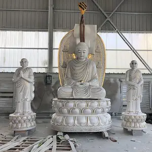 寺庙***汉白玉释迦牟尼佛坐像 石雕佛祖尊者三世佛