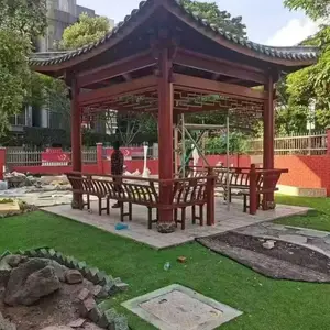 仿古实木四角凉亭定制 公园凉亭/ 度假村景观亭 源头厂家直供