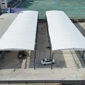 厂房车间空地电动伸缩雨棚 手动推拉防雨仓库棚 上门安装