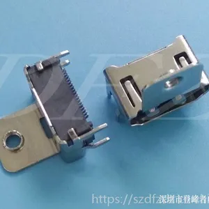 厂家供应HDMI短体有耳母座19P铜壳耳高10.0