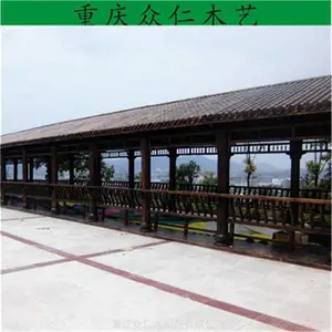 秀山芬兰木传统榫卯结构长廊 仿古实木游廊 防腐木烟雨长廊施工安装 众仁木艺