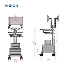 远程会诊录播推车 VISION 23162 | 悬臂摄像工作站台车|OEM/ODM定制