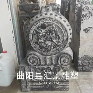 仿古抱鼓石门墩青石雕塑户外汉白玉摆件