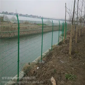 振鼎 铁丝焊接热镀锌河道围栏网 浸塑墨绿双边丝隔离栅