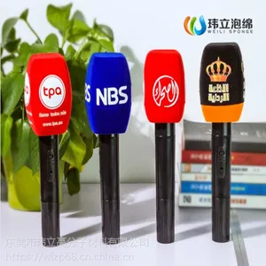 植绒海绵套 电视台LOGO台标新闻采访话筒套 麦克风话筒海绵套