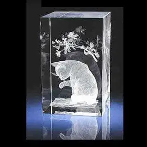耐智夹胶水晶内雕玻璃 3D激光内雕玻璃 人造水晶内雕图案