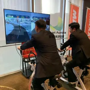 AI虚拟骑行大屏交互装置 经销商大会暖场互动装置 进博会展馆展厅