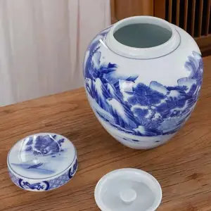 青花瓷带盖大号陶瓷茶叶罐 定制中药储物坛子 膏方生产各种瓷罐子