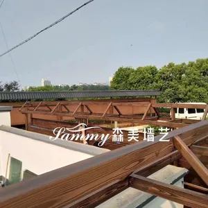 甘肃仿古建筑木纹漆施工现场,适用于室内外,颜色齐全,专业木纹施工十年老品牌