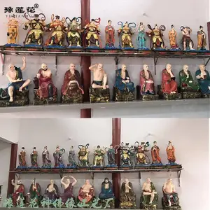 大型三宝佛像定制厂家 木雕十八罗汉雕塑神像 四大佛像塑像