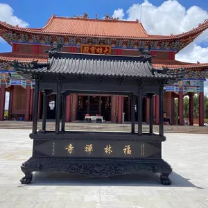 供应弘缘法器黄铜青铜铸铜仿古大香炉露天室外铜香炉