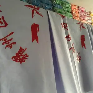办公室门帘 西安公共场所半截布门帘 白/蓝门帘做字